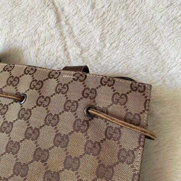 Gucci Canvas Monogram Drawstring Mini Vintage Y2K Tote Bag Purse - Picture 8 of 11